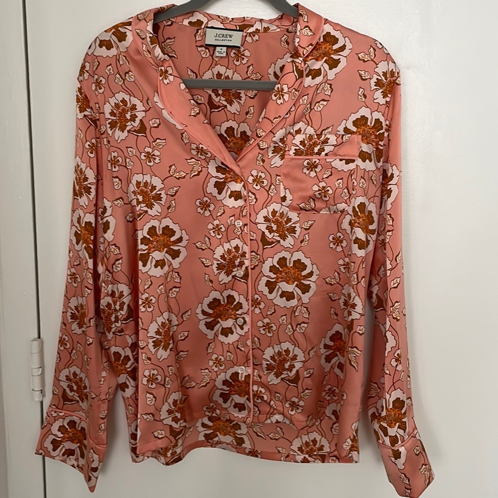 J Crew Silk Blouse - Size 4 - Pink/Flowers